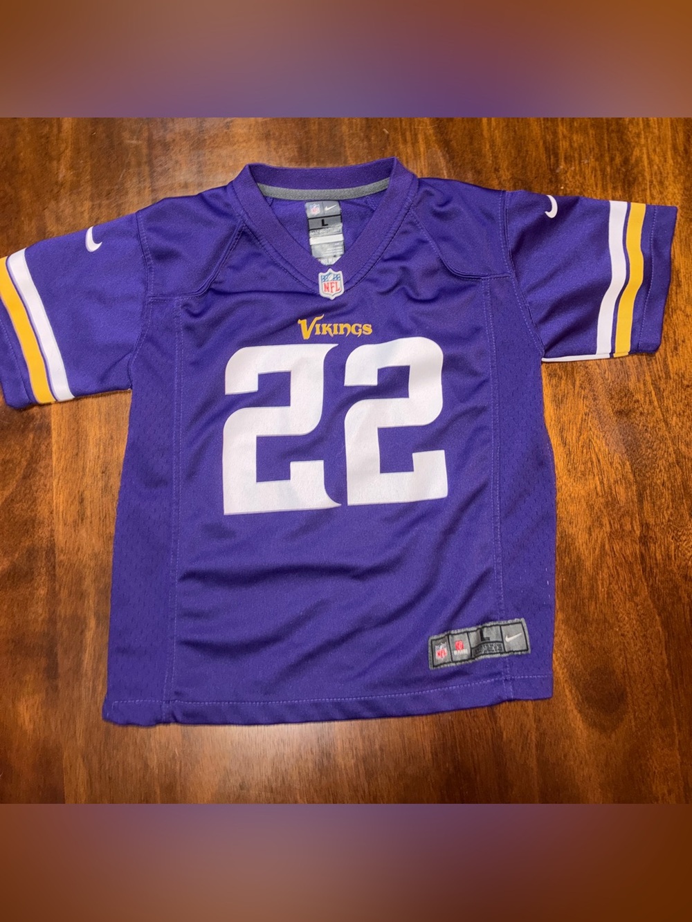 Nike Kids Minnesota Vikings Football Jersey Harrison Smith #22, purple- size L